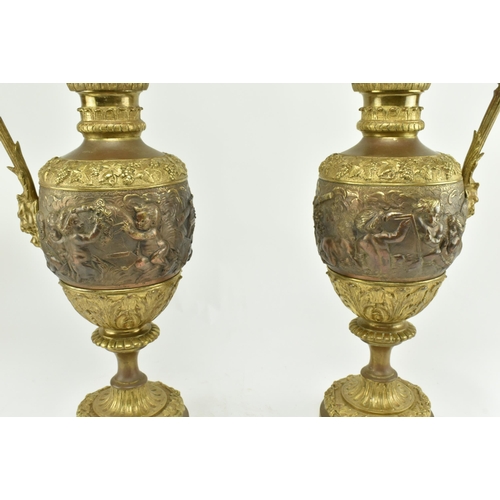 131 - A pair of large French inspired late 19th century / early 20th century bronze & gilt Renaissance Rev... 