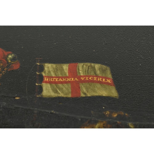 148 - A circa 18th century hand painted wooden panel with coat of arms crest for Scottish Earl of Northesk... 