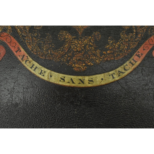 148 - A circa 18th century hand painted wooden panel with coat of arms crest for Scottish Earl of Northesk... 