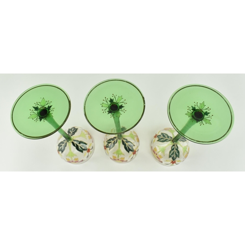 154 - Theresienthal Glass - A set of three Art Nouveau Bavarian early 20th century c1900 hand painted crys... 