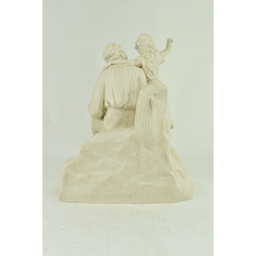 163 - After Worcester China - An early 20th century Parian porcelain figural group of Uncle Tom & Eva. The... 