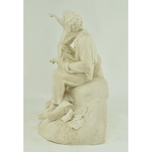 163 - After Worcester China - An early 20th century Parian porcelain figural group of Uncle Tom & Eva. The... 