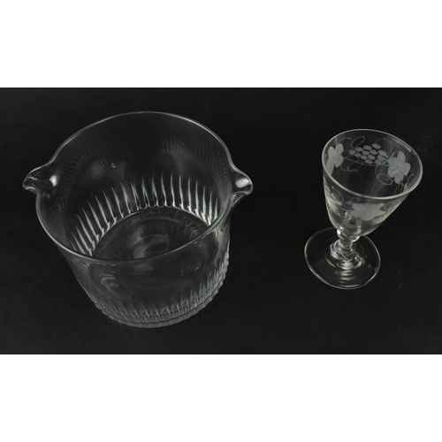 189 - A collection of seven 19th century hand made glassware items. The lot comprising of a Bohemian engra... 