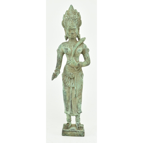 190 - A circa 17th century Khmer Hindu bronze figure depicting the goddess Uma / Parvati, in Angkor Wat st... 