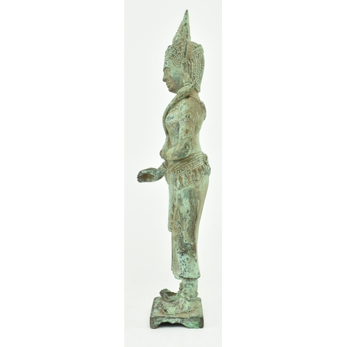 190 - A circa 17th century Khmer Hindu bronze figure depicting the goddess Uma / Parvati, in Angkor Wat st... 