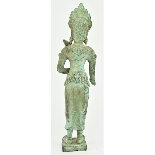 190 - A circa 17th century Khmer Hindu bronze figure depicting the goddess Uma / Parvati, in Angkor Wat st... 