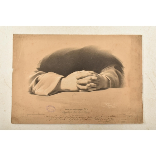 193 - Five mid 19th century circa 1842 French loose engraved plates, each being a close up study of hands ... 