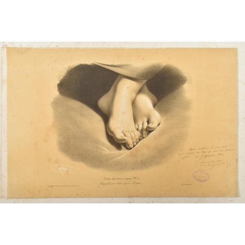 193 - Five mid 19th century circa 1842 French loose engraved plates, each being a close up study of hands ... 