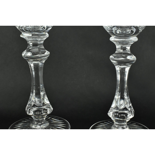 196 - A set of six vintage crystal etched chalice / wine glasses. The glasses are featuring engraved hop a... 