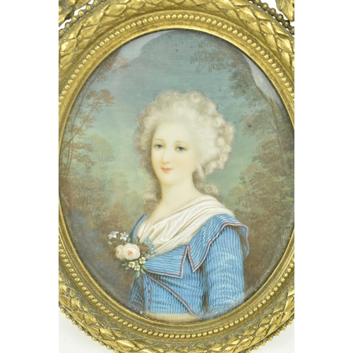 201 - A 19th century French School miniature watercolour on ivory portrait of Elisabeth Philippine Marie H... 