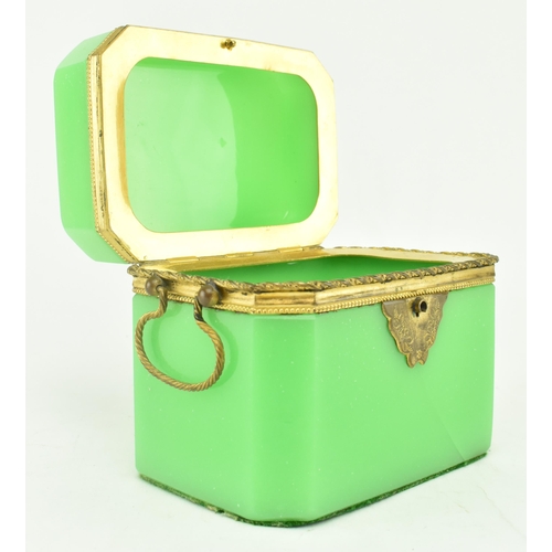 214 - A mid 19th century circa 1860 Palais Royal French style opaline green uranium glass tea caddy / jewe... 