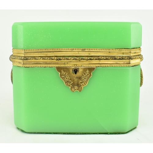 214 - A mid 19th century circa 1860 Palais Royal French style opaline green uranium glass tea caddy / jewe... 