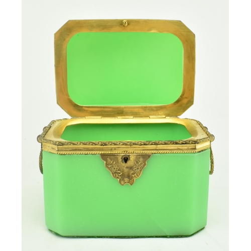 214 - A mid 19th century circa 1860 Palais Royal French style opaline green uranium glass tea caddy / jewe... 