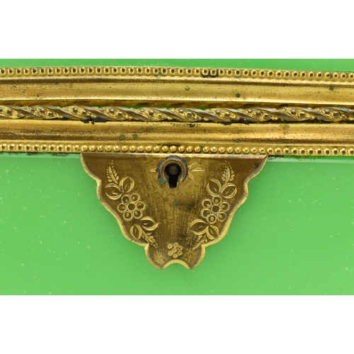 214 - A mid 19th century circa 1860 Palais Royal French style opaline green uranium glass tea caddy / jewe... 