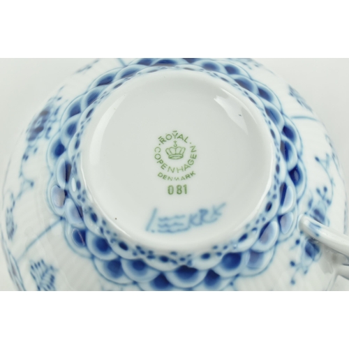 27 - Royal Copenhagen - a set of six classic blue fluted full lace design. Featuring intricate laced porc... 