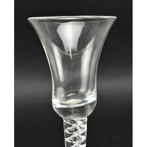 28 - A circa 1760 George III mercury twist wineglass. The glass featuring trumpet bowl over double mercur... 