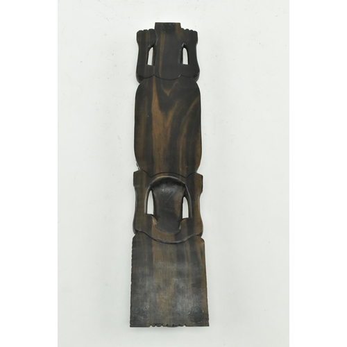 34 - A 20th century Polynesian, possibly Trobriand Islands, hardwood and inset mother of pearl totem pole... 