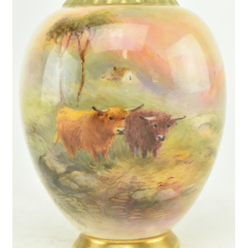 37 - Royal Worcester - J. Stinton - A 20th century c.1926 vase of form of baluster with flared rim. The v... 