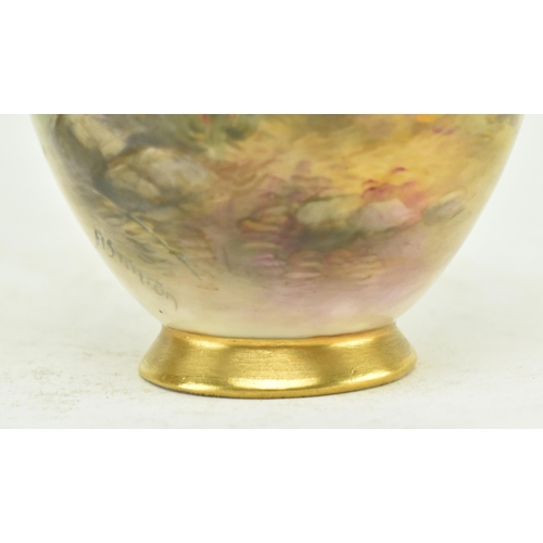 37 - Royal Worcester - J. Stinton - A 20th century c.1926 vase of form of baluster with flared rim. The v... 