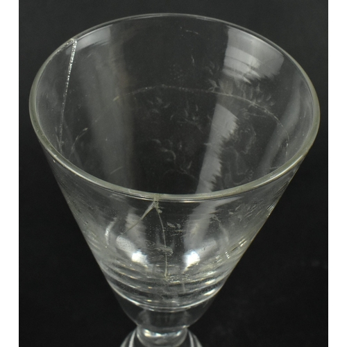 40 - An exceptionally rare mid 18th century circa 1750 Dutch stipple engraved wineglass after Gyrinus and... 