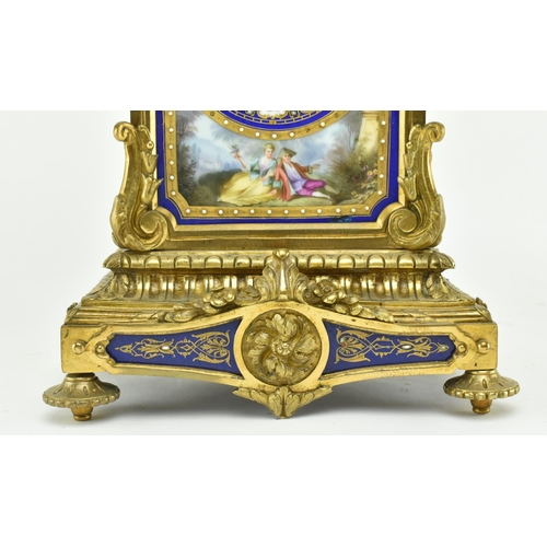 49 - A French 19th century Japy Freres, Paris gilt metal & enamel mantle clock. The clock having a hand p... 