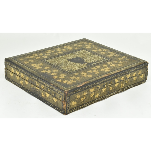 54 - A Chinese Oriental circa 19th century gilt & lacquered game box case. The box of rectangular form wi... 