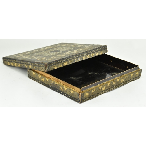 54 - A Chinese Oriental circa 19th century gilt & lacquered game box case. The box of rectangular form wi... 