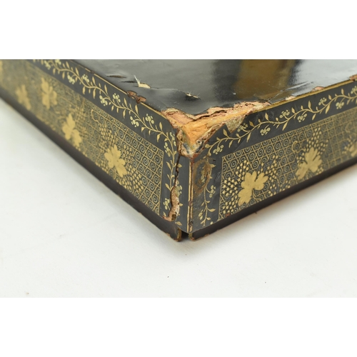 54 - A Chinese Oriental circa 19th century gilt & lacquered game box case. The box of rectangular form wi... 