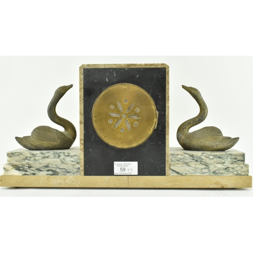 59 - Pierre Megnin Seloncourt - A French Art Deco early 20th century 1930s marble & onyx mantle clock. Th... 