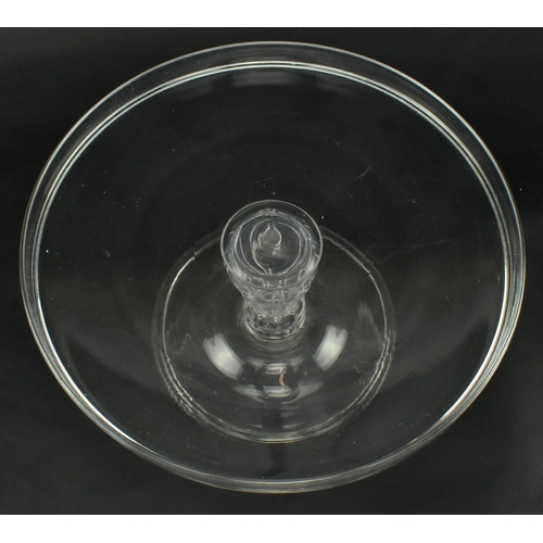 70 - A Victorian 19th century hand blown glass tazza dish raised on Silesian stem. The whole thing over c... 