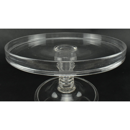 70 - A Victorian 19th century hand blown glass tazza dish raised on Silesian stem. The whole thing over c... 