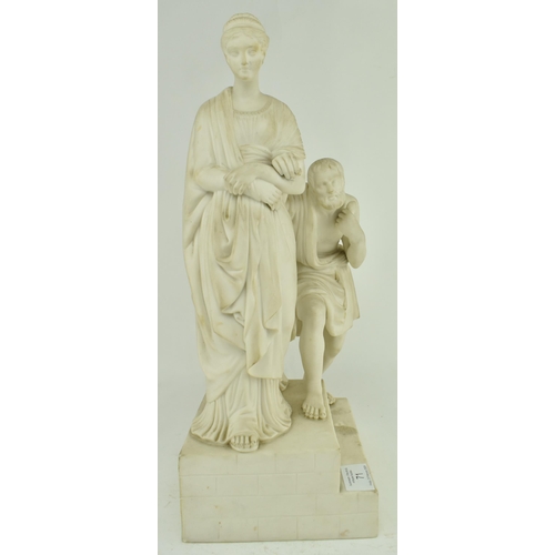 71 - A continental circa 19th century Sevres manner Parian ware figure of Charity. The sculpture depictin... 