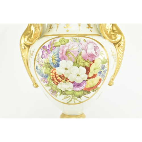 83 - An early 19th century likely Chamberlain's Worcester porcelain urn vase. The vase with gilt flared r... 