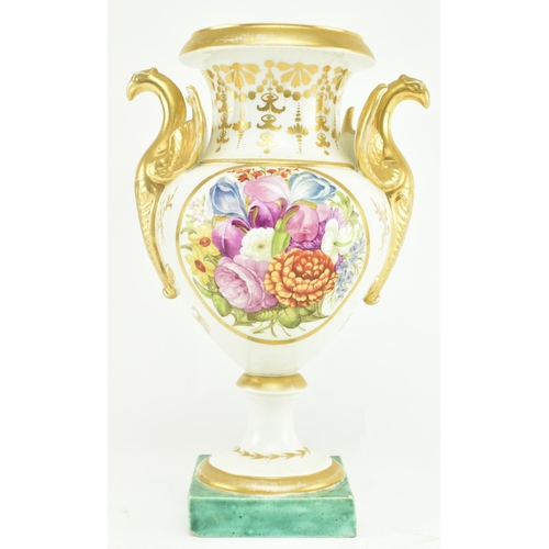 83 - An early 19th century likely Chamberlain's Worcester porcelain urn vase. The vase with gilt flared r... 