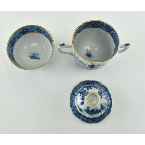 84 - Two pieces of 18th century Qianlong period export ware blue and white gold gilt porcelain. Comprisin... 