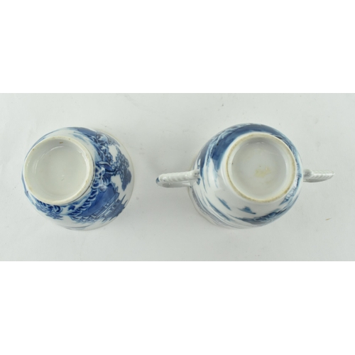 84 - Two pieces of 18th century Qianlong period export ware blue and white gold gilt porcelain. Comprisin... 