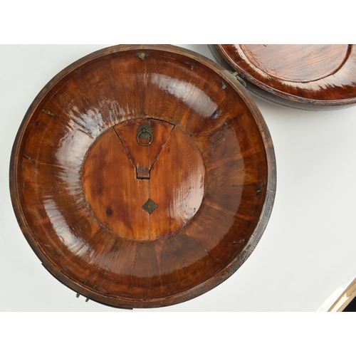 89 - A Chinese Republic early 20th century hard wood and metal bound circular hand painted wedding basket... 