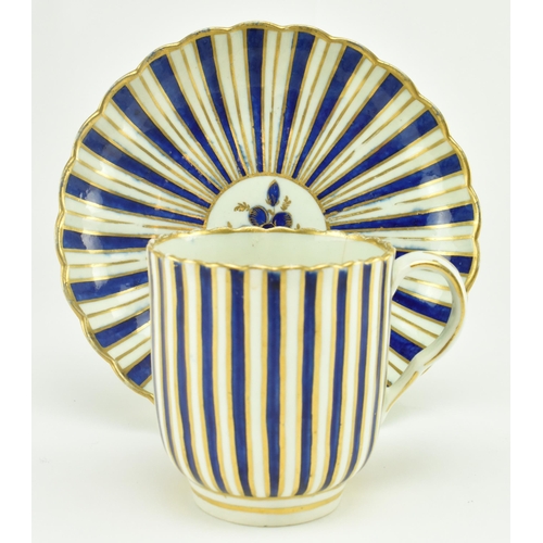 91 - A late 18th century circa 1790 believed Caughley porcelain teacup and saucer. The teacup and saucer ... 