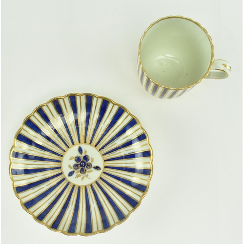 91 - A late 18th century circa 1790 believed Caughley porcelain teacup and saucer. The teacup and saucer ... 