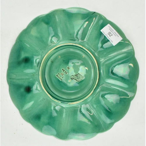 92 - A 19th century Victorian Minton Majolica oyster plate decorated with turquoise shell holders around ... 