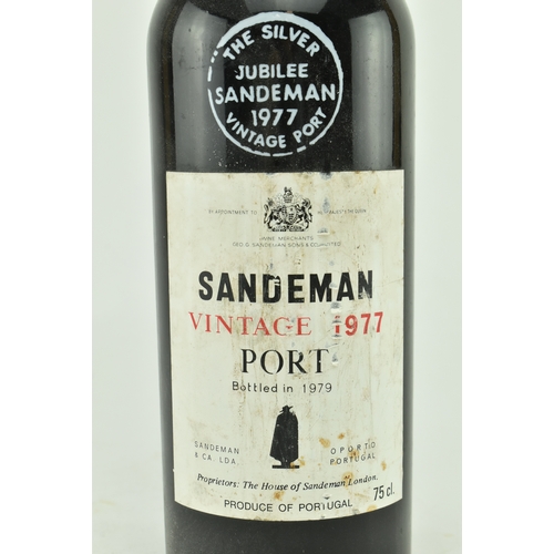 244 - A bottle of The Silver Jubilee Sandeman vintage 1977 port, bottled in 1979, 75cl, wax sealed intact.