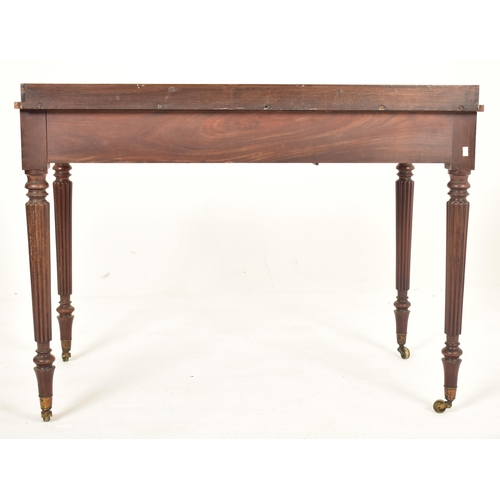 251 - Gillows of Lancaster - A Regency early 19th century mahogany three drawer writing table. The desk ha... 