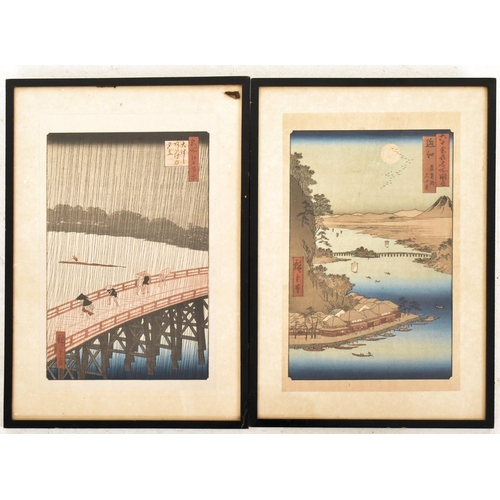 256 - After Utagawa Hiroshige (1797-1858) - A pair of late 19th / early 20th century woodblock prints on p... 