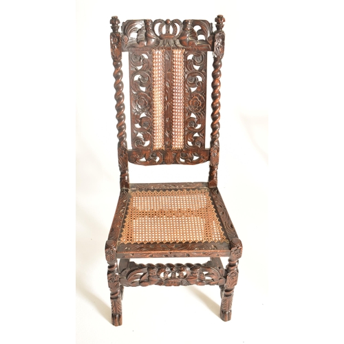 274 - A harlequin set of six Charles II 17th century carved walnut & rattan dining chairs. The chairs havi... 