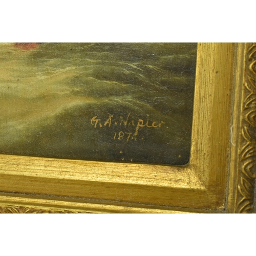 290 - After George Alexander Napier (1823 - 1869) - A Victorian 19th century framed oleograph of sailing s... 