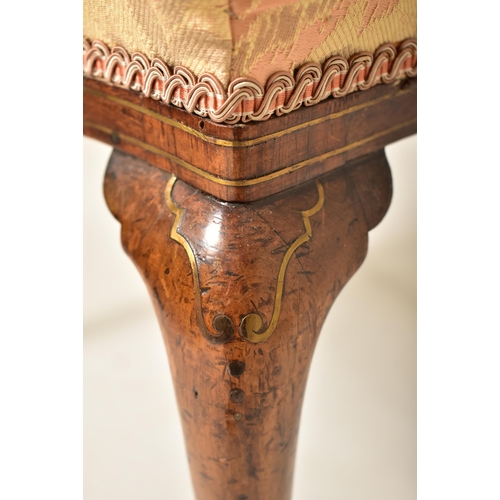 293 - A 19th century rosewood & brass inlaid armchair desk office chair. The armchair having a shaped back... 