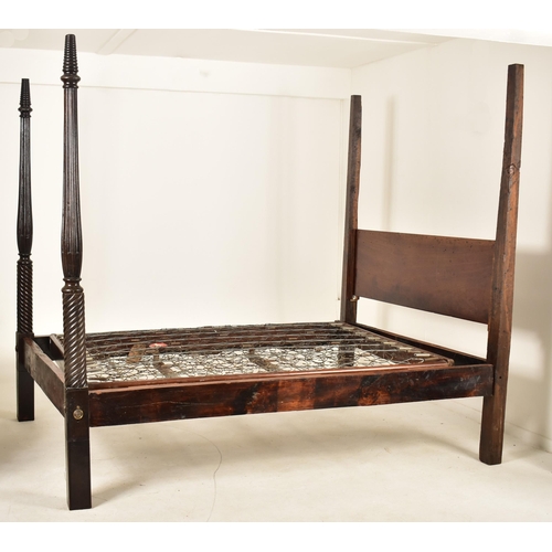 302 - A Victorian 19th century carved oak four post double bed. The bed having front turned & twisted post... 