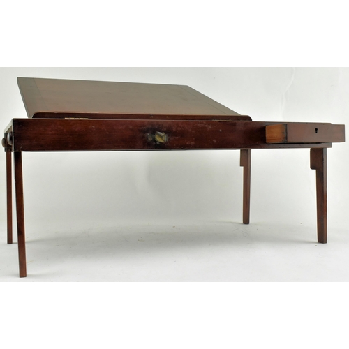 315 - A 19th century Victorian mahogany campaign folding bed table. The rectangular mahogany tray with rai... 