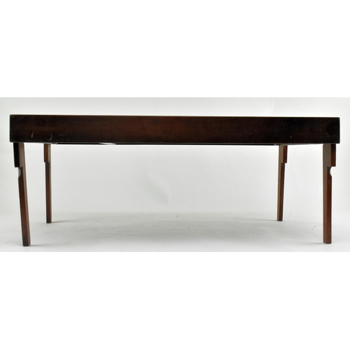 315 - A 19th century Victorian mahogany campaign folding bed table. The rectangular mahogany tray with rai... 