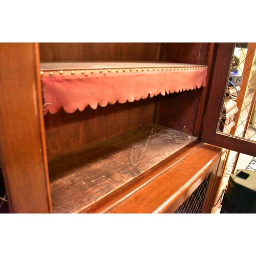 317 - A  George III early 19th century mahogany & brass inlaid library bookcase cabinet. The bookcase havi... 